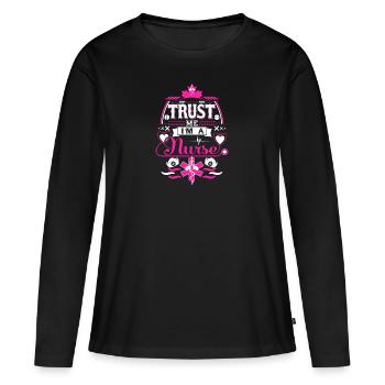 Krankenschwester Vertrauen - Frauen Premium Bio Langarmshirt - Schwarz - Vorne - Julia (174cm)