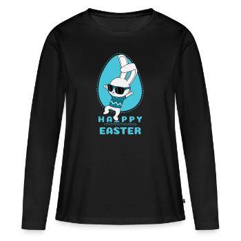 Joyeuses Pâques - T-shirt manches longues Premium bio Femme - noir - Devant - Julia (174cm)