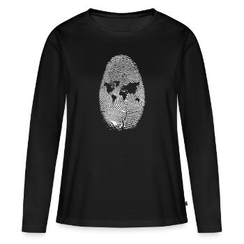 Le monde des empreintes digitales | Changement climatique, CO2, Terre - T-shirt manches longues Premium bio Femme - noir - Devant - Julia (174cm)