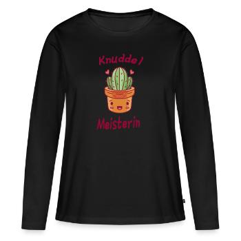 Kaktus Humor Knuddel Meisterin Geschenkidee - Frauen Premium Bio Langarmshirt - Schwarz - Vorne - Julia (174cm)