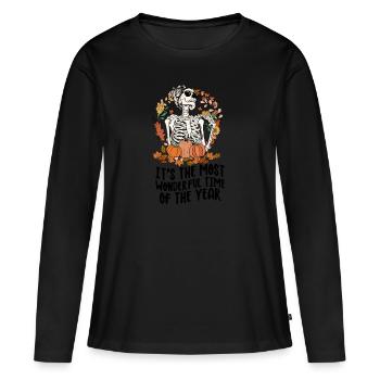 Herbst It's The Most Wonderful Time of The Year - Frauen Premium Bio Langarmshirt - Schwarz - Vorne - Julia (174cm)
