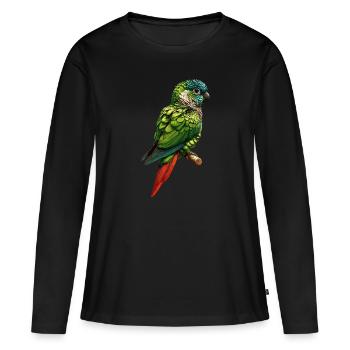 Grünwangen-Conure Niedlicher Conure-Papagei - Frauen Premium Bio Langarmshirt - Schwarz - Vorne - Julia (174cm)