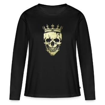 Couronne de Crâne Roi Or - T-shirt manches longues Premium bio Femme - noir - Devant - Julia (174cm)