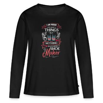 Travail de bottes de cordonnier - T-shirt manches longues Premium bio Femme - noir - Devant - Julia (174cm)