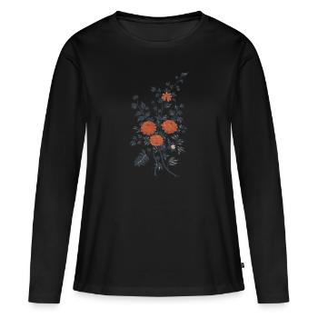 Les fleurs de Lars et Sigrin - T-shirt manches longues Premium bio Femme - noir - Devant - Julia (174cm)
