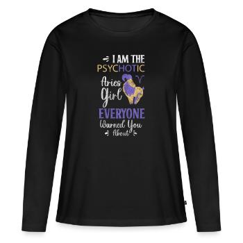 Horoscope Naissance Avril - T-shirt manches longues Premium bio Femme - noir - Devant - Julia (174cm)