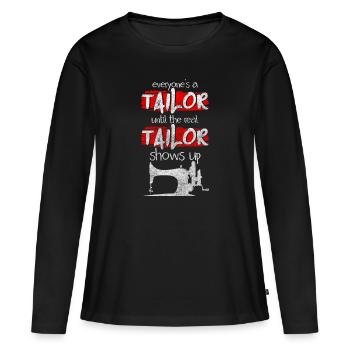 Kleidung Hobby Handarbeit Nähmaschine - Frauen Premium Bio Langarmshirt - Schwarz - Vorne - Julia (174cm)