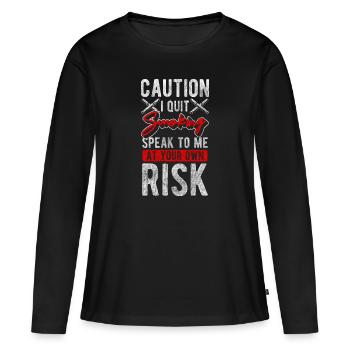 Boîte de rupture de cigare pour fumeur - T-shirt manches longues Premium bio Femme - noir - Devant - Julia (174cm)