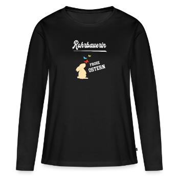 Rohrbauerin Ostern Rohrbau Oster Outfit Osterhase - Frauen Premium Bio Langarmshirt - Schwarz - Vorne - Julia (174cm)