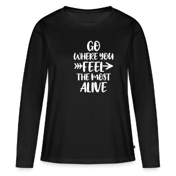 Travel Travel - Women's Premium Organic Long Sleeve Shirt - black - Front - Julia (174cm)