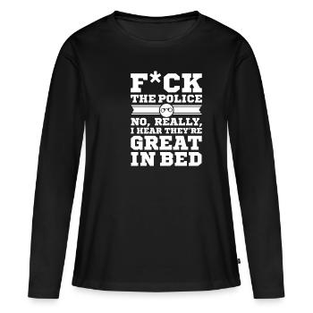 police - T-shirt manches longues Premium bio Femme - noir - Devant - Julia (174cm)