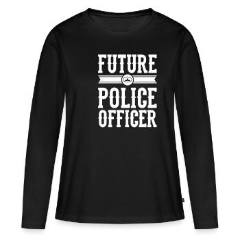police - T-shirt manches longues Premium bio Femme - noir - Devant - Julia (174cm)