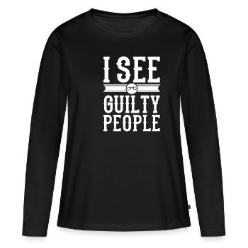 police - T-shirt manches longues Premium bio Femme - noir - Devant - Julia (174cm)