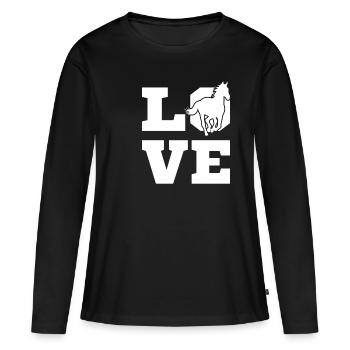 Chevaux chevaux - T-shirt manches longues Premium bio Femme - noir - Devant - Julia (174cm)