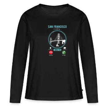 San Francisco - T-shirt manches longues Premium bio Femme - noir - Devant - Julia (174cm)