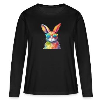 Cool colorful rabbit with sunglasses rabbit - Women's Premium Organic Long Sleeve Shirt - black - Front - Julia (174cm)