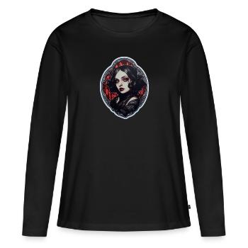 Goth Girl Gothic Rot Vampir Mystisch - Frauen Premium Bio Langarmshirt - Schwarz - Vorne - Julia (174cm)
