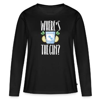 wo ist der gin - Frauen Premium Bio Langarmshirt - Schwarz - Vorne - Julia (174cm)
