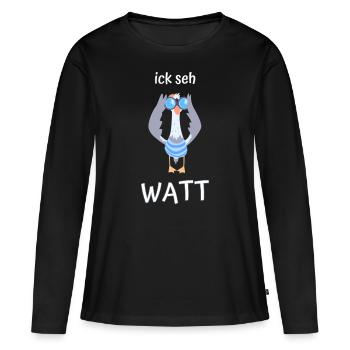 ick seh watt Möwe Fernglas - Frauen Premium Bio Langarmshirt - Schwarz - Vorne - Julia (174cm)