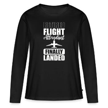 Retired Flight Attendant Finally Landed - Frauen Premium Bio Langarmshirt - Schwarz - Vorne - Julia (174cm)