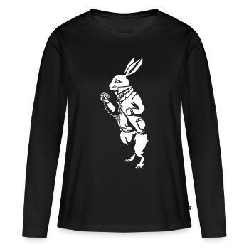 Weisse Kaninchen - Frauen Premium Bio Langarmshirt - Schwarz - Vorne - Julia (174cm)