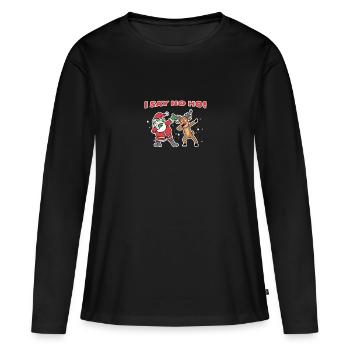 Weihnachtsmann und Rudolph - Frauen Premium Bio Langarmshirt - Schwarz - Vorne - Julia (174cm)