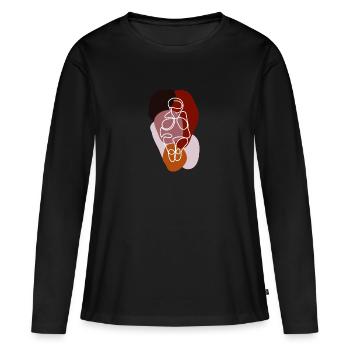 Die Venus von Willendorf - Frauen Premium Bio Langarmshirt - Schwarz - Vorne - Julia (174cm)