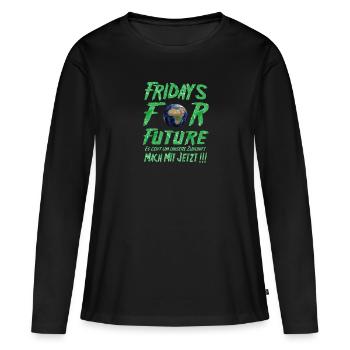 Fridays For Future demo t shirt il n’y a qu’un - T-shirt manches longues Premium bio Femme - noir - Devant - Julia (174cm)