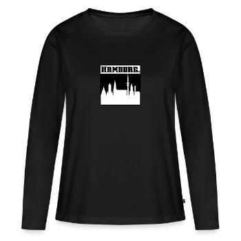 Hambourg - T-shirt manches longues Premium bio Femme - noir - Devant - Julia (174cm)