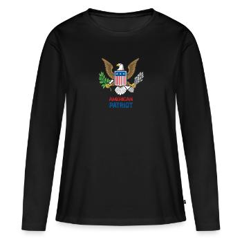 Patriote américain - T-shirt manches longues Premium bio Femme - noir - Devant - Julia (174cm)