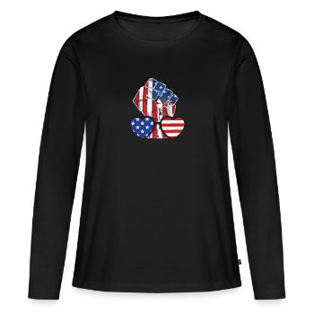 Amérique - T-shirt manches longues Premium bio Femme - noir - Devant - Julia (174cm)