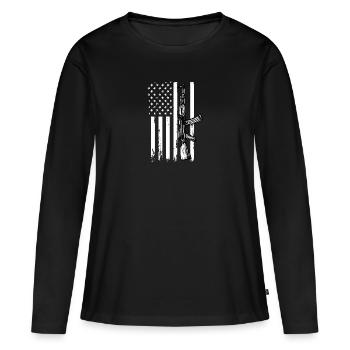 Arme américaine - T-shirt manches longues Premium bio Femme - noir - Devant - Julia (174cm)