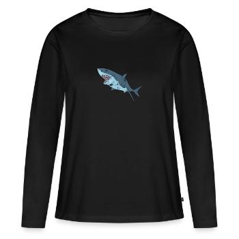 Requin requin - T-shirt manches longues Premium bio Femme - noir - Devant - Julia (174cm)