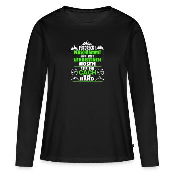 Geocacher Geocaching Cache gift - Women's Premium Organic Long Sleeve Shirt - black - Front - Julia (174cm)