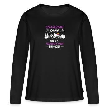 Geocacher Geocaching Oma Cache Geschenk - Frauen Premium Bio Langarmshirt - Schwarz - Vorne - Julia (174cm)