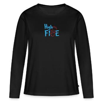 Élevé Cinq Élevé 5 - T-shirt manches longues Premium bio Femme - noir - Devant - Julia (174cm)