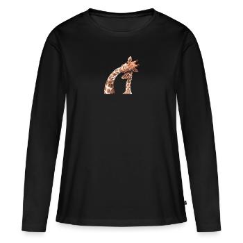 Mère et bébé animaux aquarelle girafe maman - T-shirt manches longues Premium bio Femme - noir - Devant - Julia (174cm)