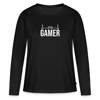 Gamer - Women's Premium Organic Long Sleeve Shirt - black - Front - Julia (174cm)