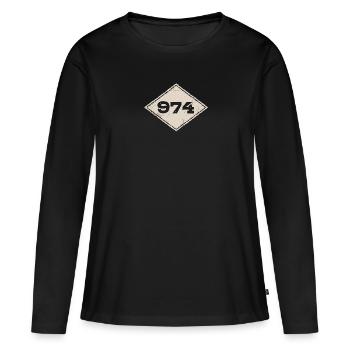 974 Ile De La Réunion - T-shirt manches longues Premium bio Femme - noir - Devant - Julia (174cm)