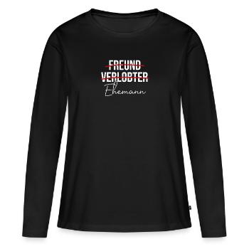 Freund Verlobter Ehemann Hochzeitstag Ehemänner - Frauen Premium Bio Langarmshirt - Schwarz - Vorne - Julia (174cm)
