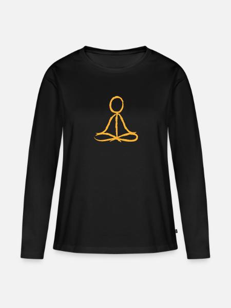 Yoga Peace Geschenk Spiritualität Meditation - Frauen Premium Bio Langarmshirt - Schwarz