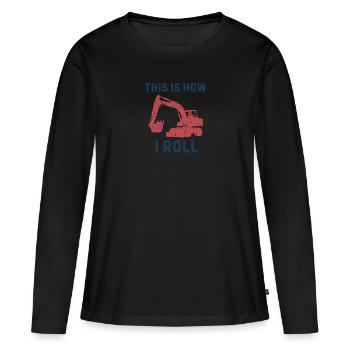 C’est comment je roule silhouette cadeau pelleteuse - T-shirt manches longues Premium bio Femme - noir - Devant - Julia (174cm)