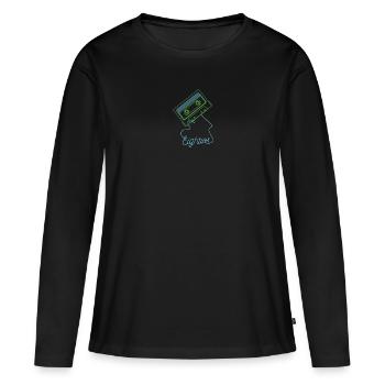 Vintage Casette Tape Eighties 80's 90's - Women's Premium Organic Long Sleeve Shirt - black - Front - Julia (174cm)