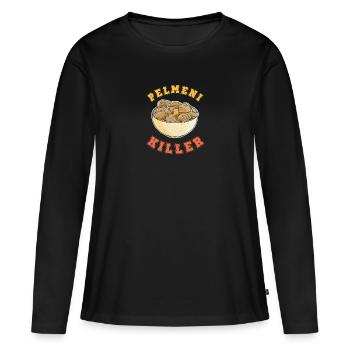 Pelmeni tueur Russianlife Russie URSS Cuisine - T-shirt manches longues Premium bio Femme - noir - Devant - Julia (174cm)