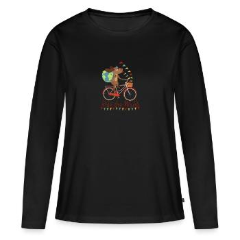 Ride the World with Dog II - T-shirt manches longues Premium bio Femme - noir - Devant - Julia (174cm)