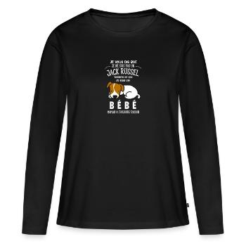 je ne suis pas un jack russel - T-shirt manches longues Premium bio Femme - noir - Devant - Julia (174cm)