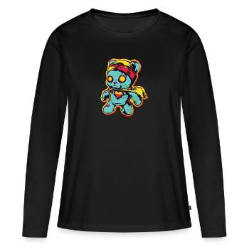 Horreur effrayante ours Halloween Super Scare - T-shirt manches longues Premium bio Femme - noir - Devant - Julia (174cm)