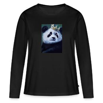 Panda with Crown Oil Painting - Women's Premium Organic Long Sleeve Shirt - black - Front - Julia (174cm)