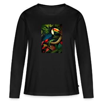 Dschungel-Tukan - Frauen Premium Bio Langarmshirt - Schwarz - Vorne - Julia (174cm)