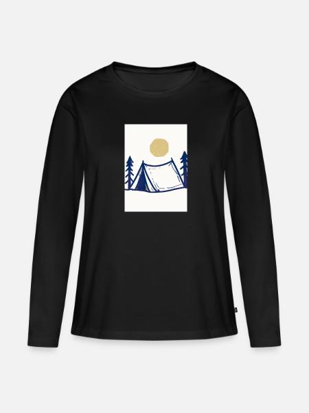 Camping-Zelt - Frauen Premium Bio Langarmshirt - Schwarz
